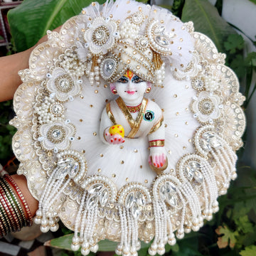 Beautiful white color sharad purnima special dress for laddu gopal ji with pagdi and choli