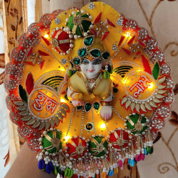 Beautiful heavy festival special light poshak for laddu gopal ji with pagdi and choli