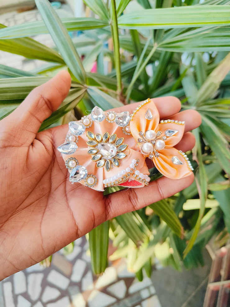 Peach Stone work Pagdi for laddu ji 