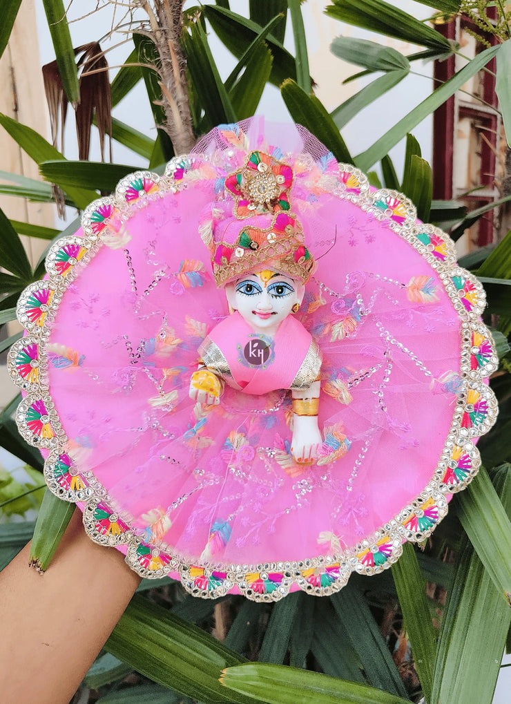 Summer lace pink dress for laddu ji 