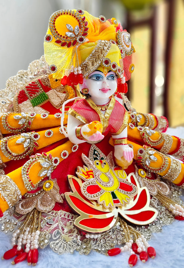 Diwali special cone and light dress for laddu gopal ji with pagdi and choli