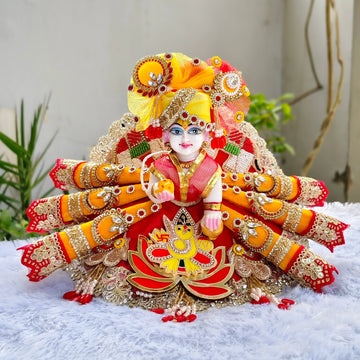 Diwali special cone and light dress for laddu gopal ji with pagdi and choli