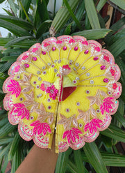 Diwali special lemon and rani combination light dress for laddu gopal ji wih pagdi and choli