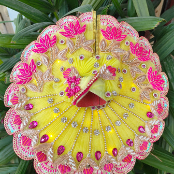 Diwali special lemon and rani combination light dress for laddu gopal ji wih pagdi and choli