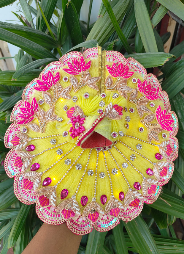 Diwali special lemon and rani combination light dress for laddu gopal ji wih pagdi and choli