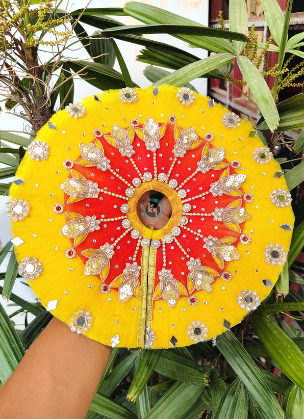 Janmashtmi special yellow & red combination dress for laddu gopal ji with pagdi and choli