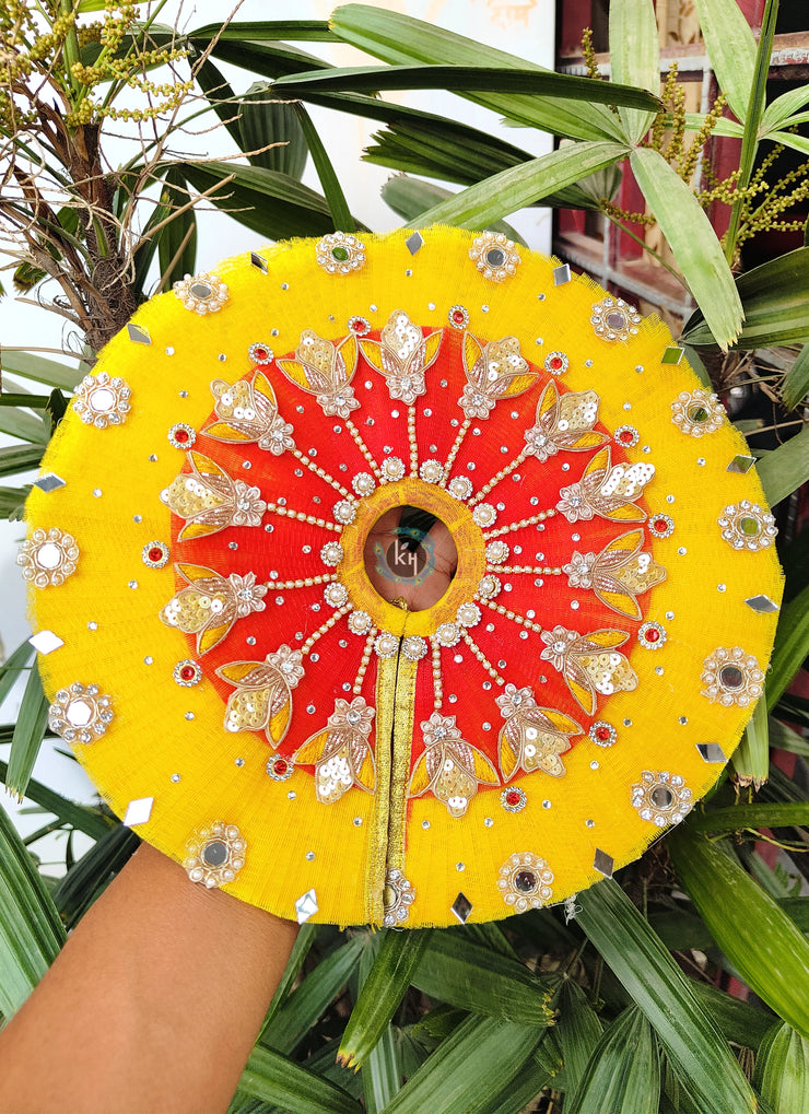 Janmashtmi special yellow & red combination dress for laddu gopal ji with pagdi and choli