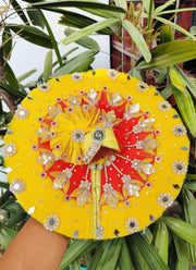 Janmashtmi special yellow & red combination dress for laddu gopal ji with pagdi and choli