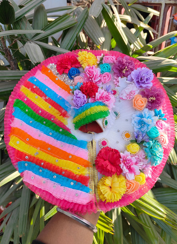 Holi special multicolour floral dress for laddu gopal with pagdi and choli