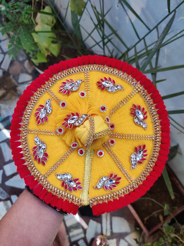 yellow heavy dress with pagdi for laddu gopal ji