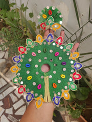 laddu gopal green diya patch dress