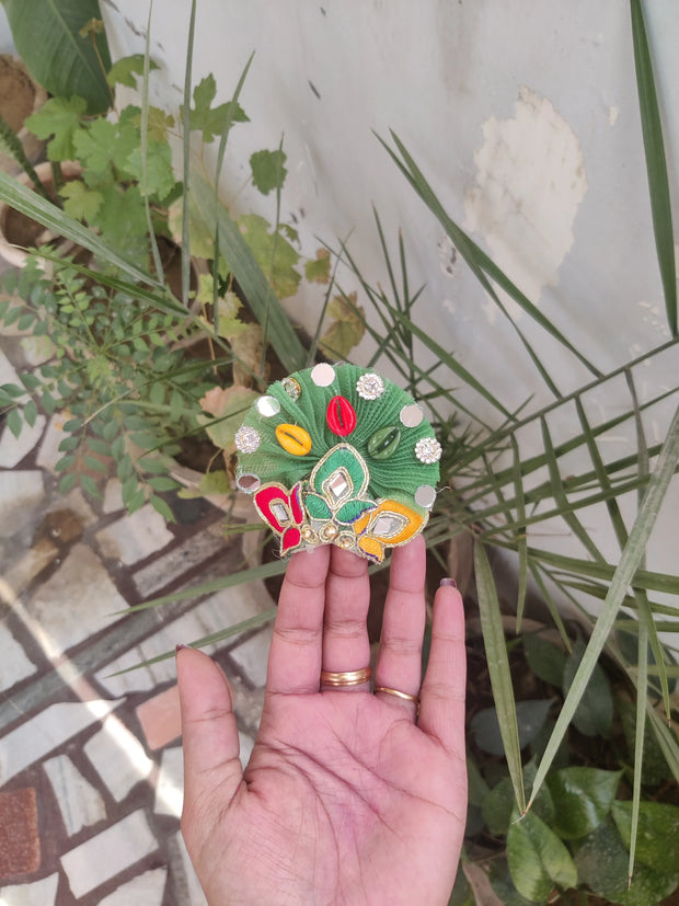 laddu gopal green diya patch dress