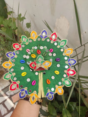 laddu gopal green diya patch dress