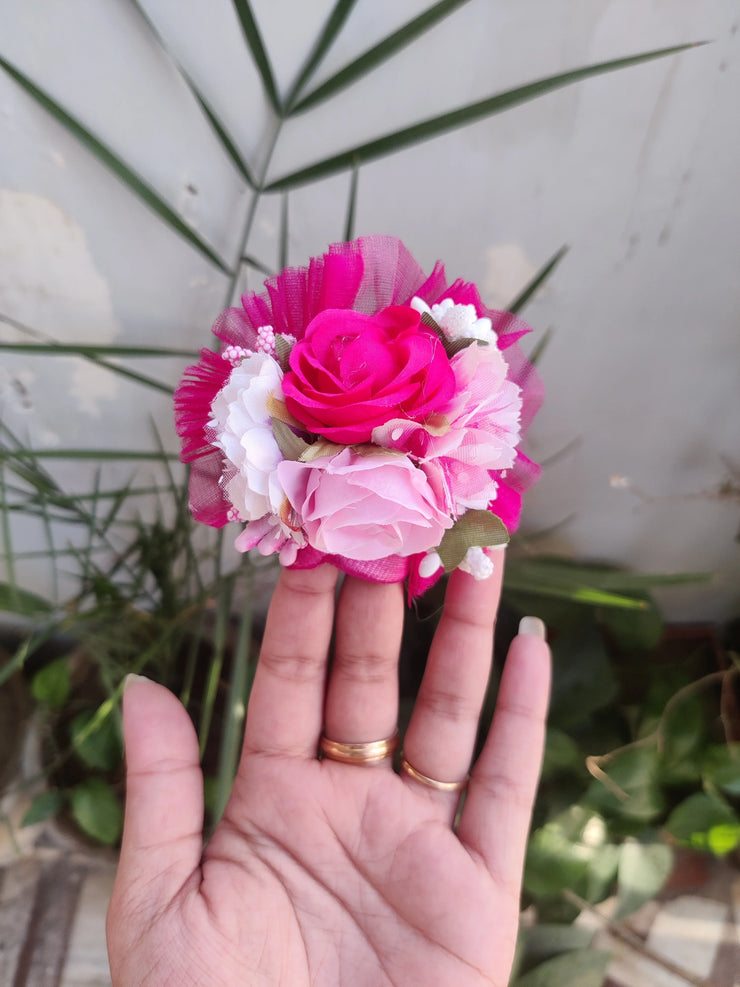 Pink flowers heavy dress with pagdi for laddu gopal ji