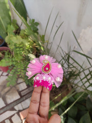 Pink heavy dress with pagdi and basuri for laddu gopal ji