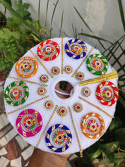 White rings with chid rounds heavy dress with pagdi for laddu gopal ji