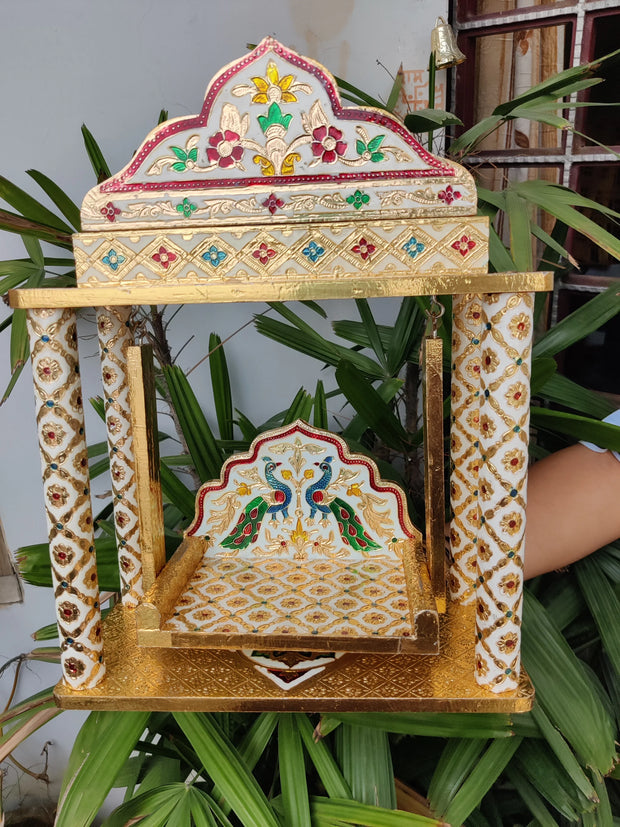 Temple style unique design minakaari wooden jhula for laddu gopal ji