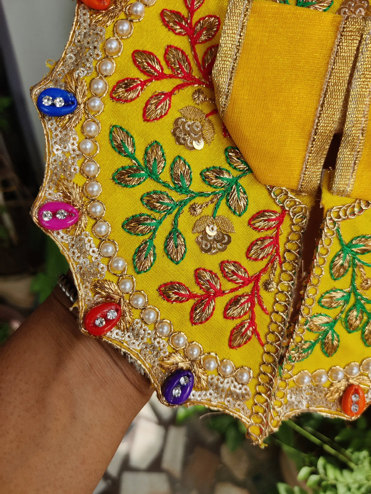 Janmashtmi special yellow embroidery dress for laddu gopal ji