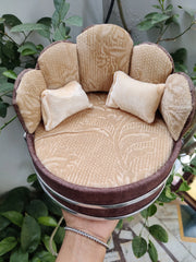 Round sofa cum singhasan with 2 pillow for laddu gopal ji (random color)