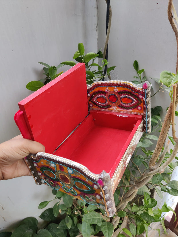 Side open wooden bed for laddu gopal ji