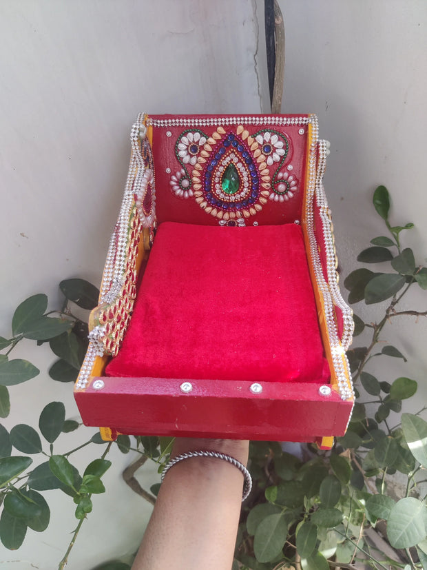 Mor design wooden couch for laddu gopal ji