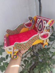 Mor design wooden couch for laddu gopal ji