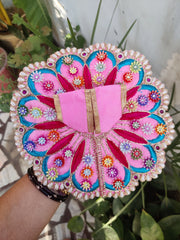 Thread work heavy flower dress for laddu gopal ji