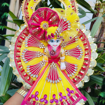 Yellow and Rani Chakri dress for laddu ji