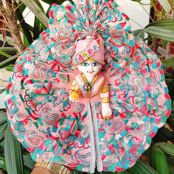 Summer special baby pink lace dress for laddu gopal ji with pagdi and choli