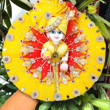 Janmashtmi special yellow & red combination dress for laddu gopal ji with pagdi and choli