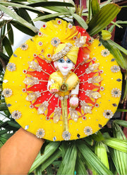 Janmashtmi special yellow & red combination dress for laddu gopal ji with pagdi and choli