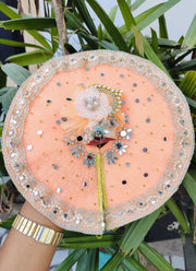 Peach color sheesha dress for laddu gopal ji with pagdi and choli