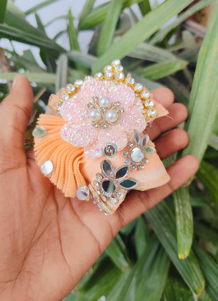 Peach flower pagdi for laddu ji 
