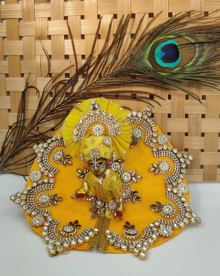 yellow heavy dress for laddu gopal ji with pagdi