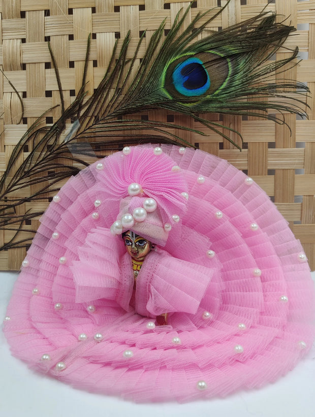 laddu gopal netfrill dresses with pagdi