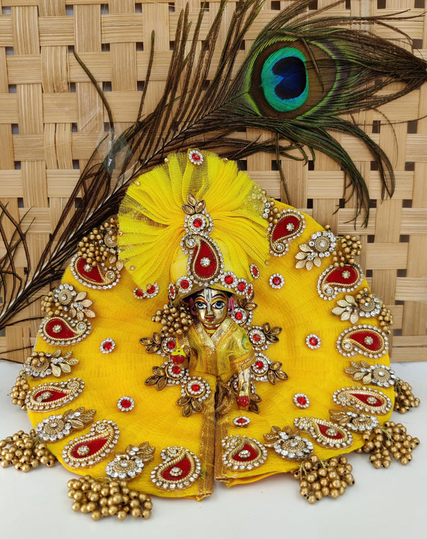 yellow dress heavy with pagdi for kanhaji , laddugopal ji