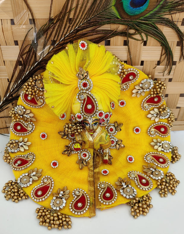 yellow dress heavy with pagdi for kanhaji , laddugopal ji