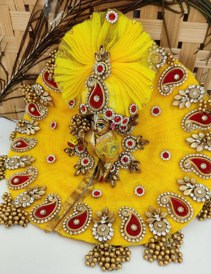 yellow dress heavy with pagdi for kanhaji , laddugopal ji