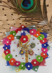 laddu gopal cute multi flowers dress with pagdi and patka