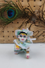 Laddu gopal ji neck frill night suit with cap for summer pack of 4 (RANDOM PRINT AND COLOUR)