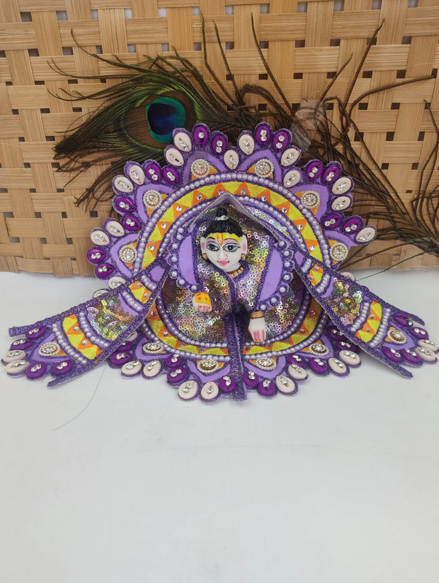 Multi kodhi design embroidery purple dress for laddu gopal ji