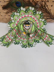 Multi kodhi design embroidery green dress for laddu gopal ji