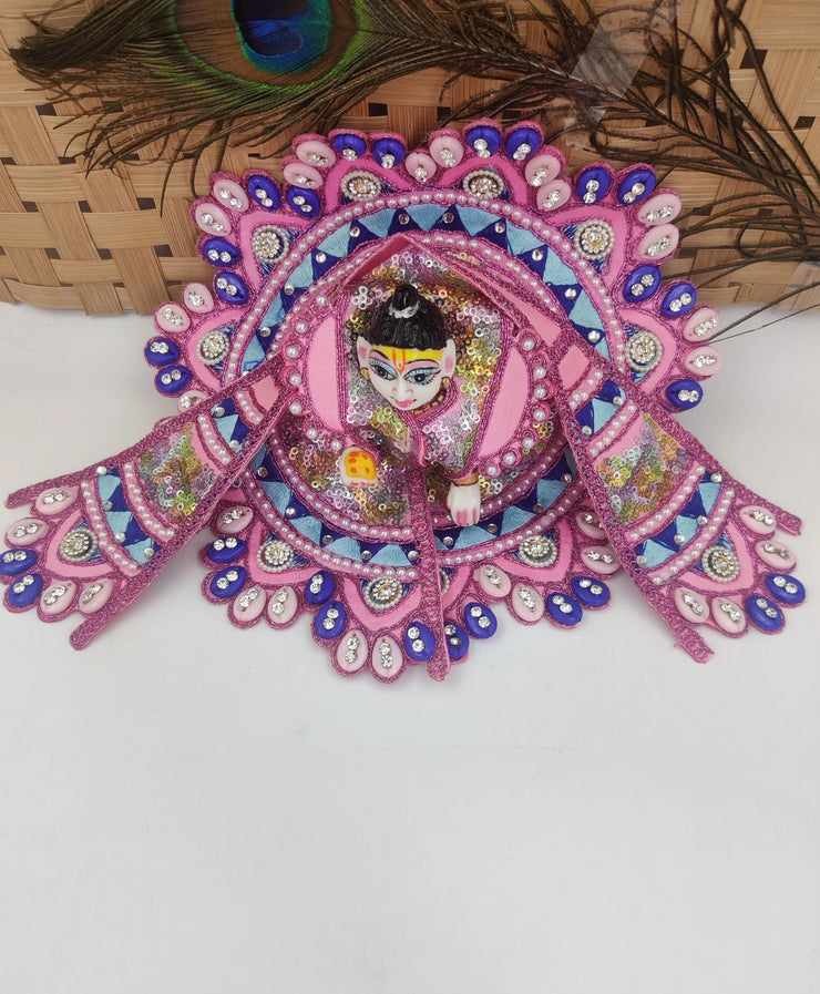 Multi kodhi design embroidery pink dress for laddu gopal ji