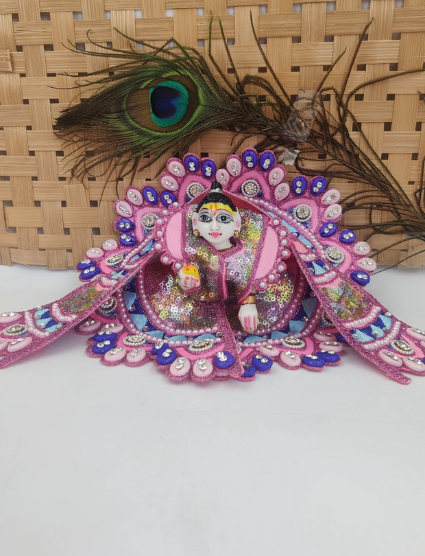 Multi kodhi design embroidery pink dress for laddu gopal ji