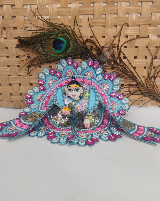 Multi kodhi design embroidery blue dress for laddu gopal ji