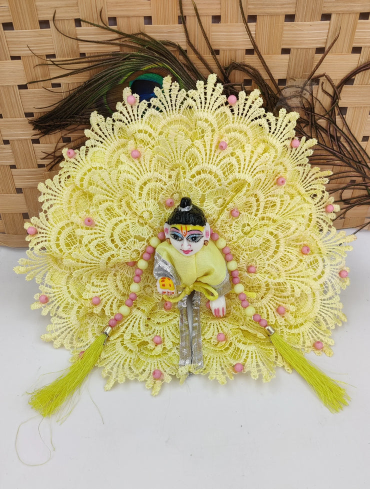 Moti net heavy yellow summer dress for laddu gopal ji