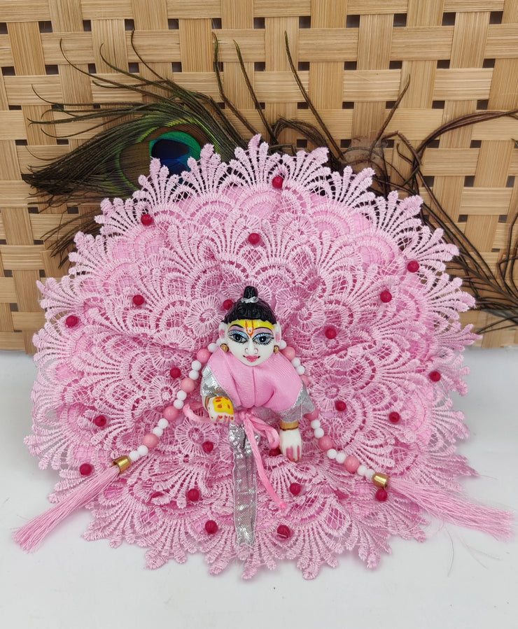 Moti net heavy pink summer dress for laddu gopal ji