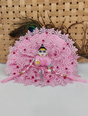 Moti net heavy pink summer dress for laddu gopal ji