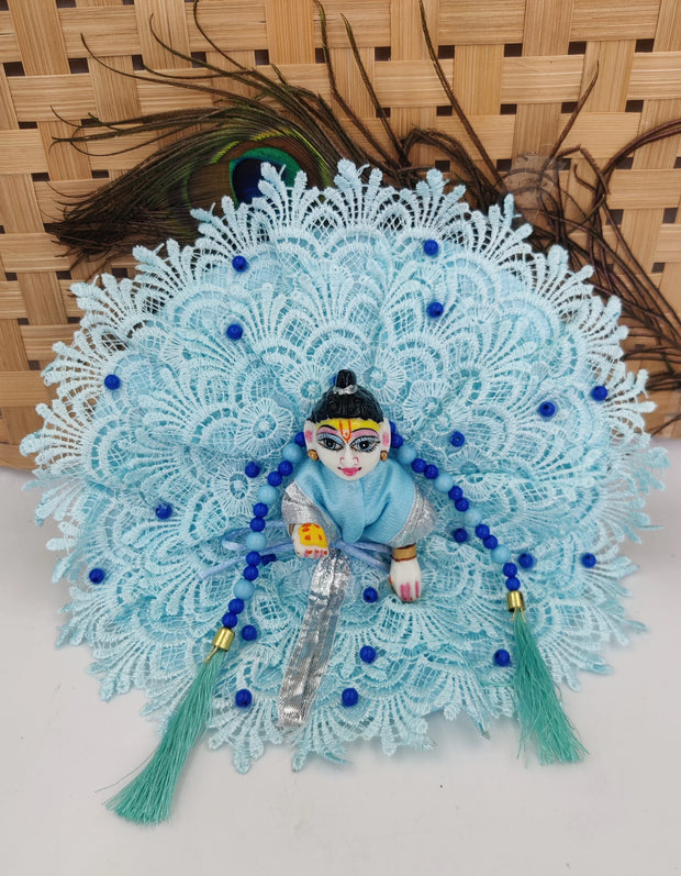 Moti net heavy sky blue summer dress for laddu gopal ji