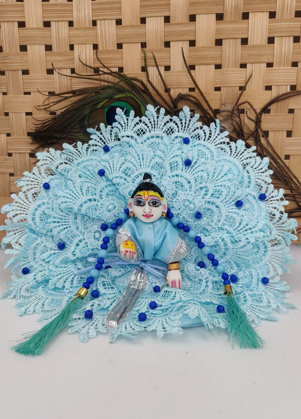 Moti net heavy sky blue summer dress for laddu gopal ji